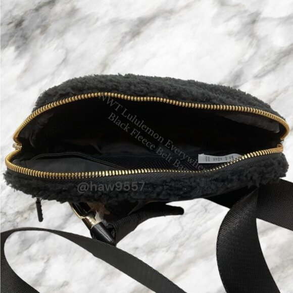 NWT Lululemon GOLD Hardware Everywhere Black FLEECE Belt Bag Fanny Pack … - Picture 7 of 15